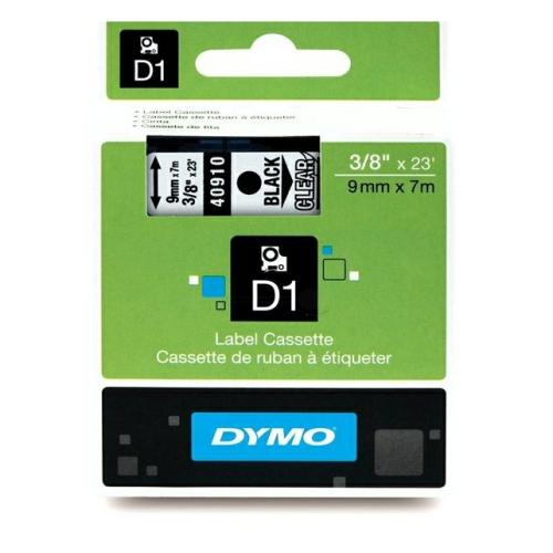 Dymo Etiketten schwarz auf transparent (40910 / S0720670), 9mm, laminiert