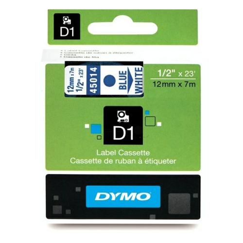 Dymo Etiketten blau auf weiss (45014 / S0720540), 12mm, laminiert