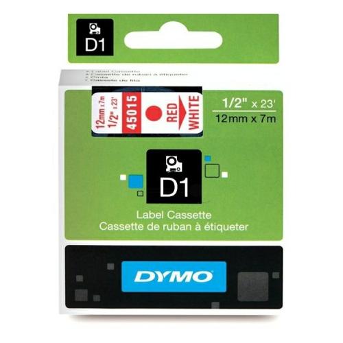 Dymo Etiketten rot auf weiss (45015 / S0720550), 12mm, laminiert