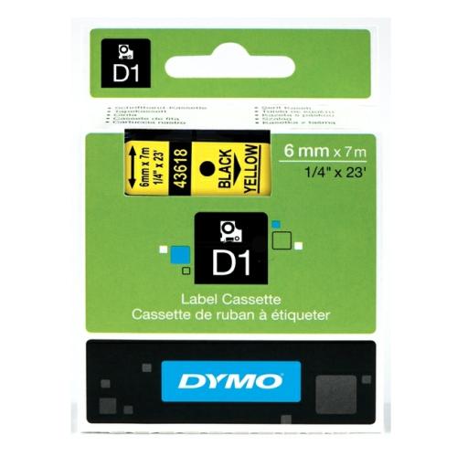 Dymo Etiketten schwarz auf gelb (43618 / S0720790), 6mm, laminiert