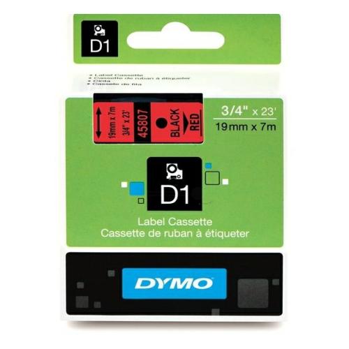 Dymo Etiketten schwarz auf rot (45807 / S0720870), 19mm, laminiert