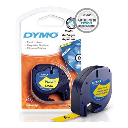 Dymo LetraTag Schriftband gelb (91202 / S0721620), 12mm