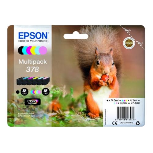 Epson Tintenpatrone schwarz / Cyan / magenta / gelb / Cyan-Foto / magenta foto (C13T37884010 / 378) (Multipack)