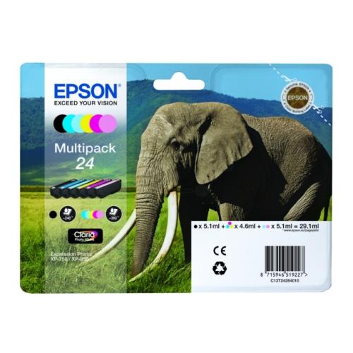 Epson Tintenpatrone schwarz / Cyan / magenta / gelb / Cyan-Foto / magenta foto (C13T24284011 / 24) (Multipack)