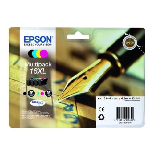 Epson Tintenpatrone schwarz / Cyan / magenta / gelb (C13T16364012 / 16XL) (Multipack, hohe Kapazität)