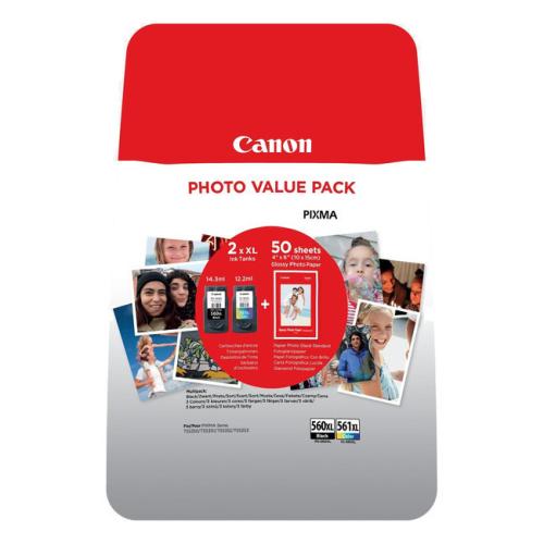 Canon Druckerpatrone / Fotopapier schwarz / Farbe (3712C004 / PG560XL+CL561XL) (Doppelpack, Multipack)