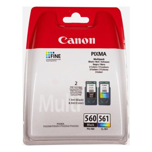 Canon Tintenpatrone schwarz / Farbe (3713C006 / PG560+CL561) (Doppelpack, Multipack)