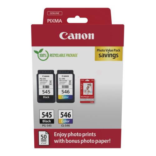 Canon Tintenpatrone schwarz / Farbe (8287B008 / PG545+CL546) (Doppelpack, Multipack)