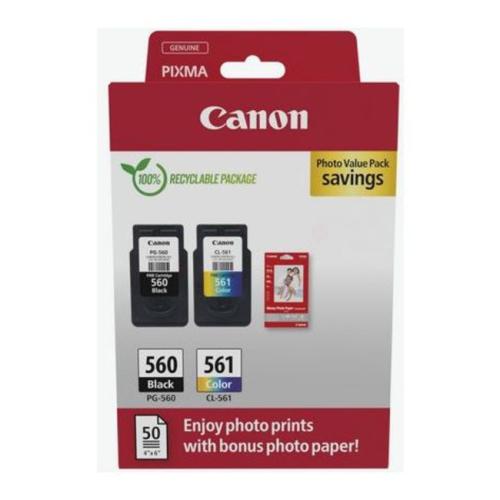 Canon Tintenpatrone schwarz / Farbe (3713C008 / PG560+CL561) (Doppelpack, Multipack)