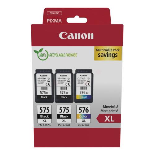 Canon Tintenpatrone schwarz / Farbe (5437C004 / PG575XL+CL576XL) (Multipack, hohe Kapazität)