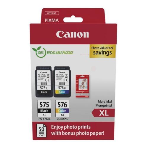 Canon Tintenpatrone schwarz / Farbe (5437C006 / PG575XL+CL576XL) (Doppelpack, Multipack, hohe Kapazität)